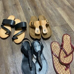 Chic Sandals - Black, Tan, and Red
